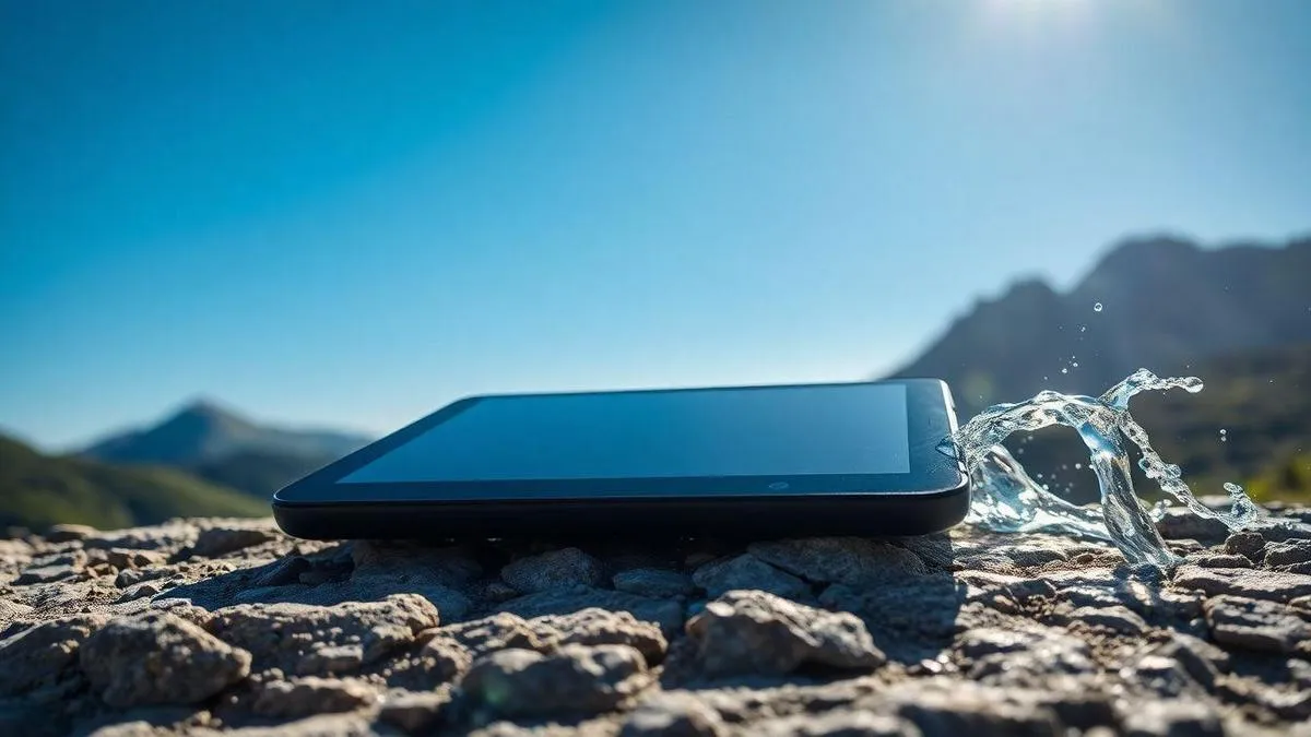 Tablets com proteção à prova d’água para uso em ambientes externos de aventura Tablets com proteção à prova d’água para uso em ambientes externos de aventura